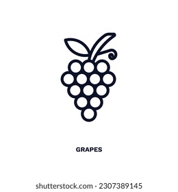 grapes icon. Thin line grapes icon from vegetables and fruits collection. Outline vector isolated on white background. Editable grapes symbol can be used web and mobile