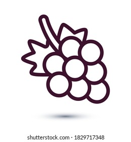 Las uvas son una línea delgada para el diseño de la web y móvil, minimalista moderno y plano. Ilustración vectorial Eps 10.
