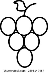 Grapes Icon with Transparent Background. – Line icon of grapes representing fruits, wine production, and vineyards with transparent background.