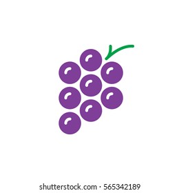 Grapes icon vector, filled flat sign, solid colorful pictogram isolated on white. Symbol, logo illustration