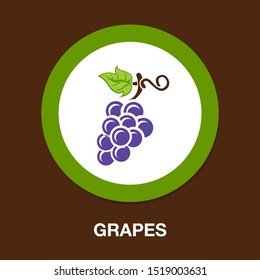 Grapes Icon, Vector Fruit Illustration, Nature Wine