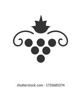 Grapes icon. Vector illustration of simple stylized black logo with wine grape isolated on white background