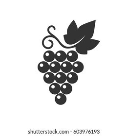 Grapes icon. Vector illustration of simple black logo with wine grape isolated on white.