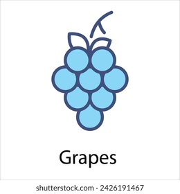 Grapes Icon vector, Such Line sign as autumn, Submission of autumn icons. Vector Computer Isolated Pictograms for Web on White Background Editable Stroke stock illustration