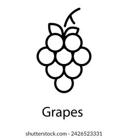 Grapes Icon vector, Such Line sign as autumn, Submission of autumn icons. Vector Computer Isolated Pictograms for Web on White Background Editable Stroke stock illustration