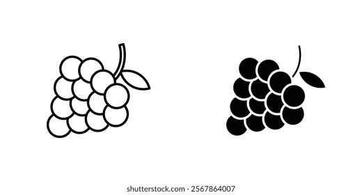 Grapes icons collection in Filled flat and thin line style.