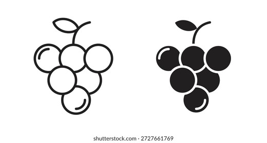 Colección de iconos de uvas. Iconos planos lineales delgados y negros