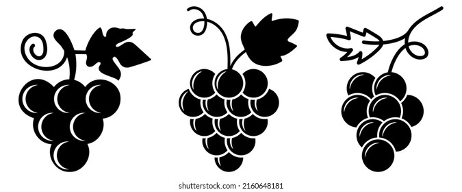 Iconos de uvas. Diseño para aplicaciones web y móviles. Ilustración del vector 