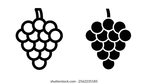 Grapes Icons pack in outlined and flat versions