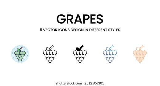 Conjunto de iconos de uvas listo para usar ilustración de stock de Vector