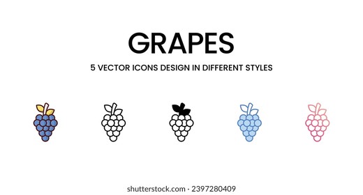 Los iconos de las uvas establecen la ilustración vectorial. material vectorial,