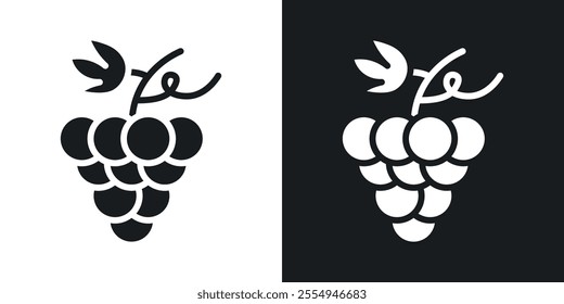 Grapes icons in solid black and white colors