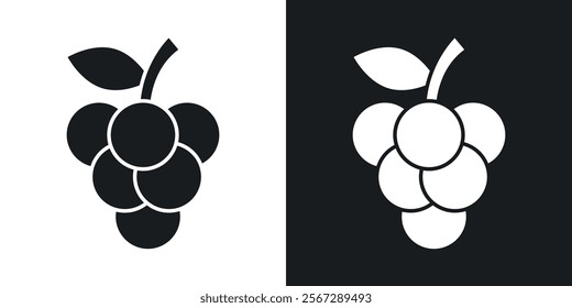 Grapes icons in solid black and white colors