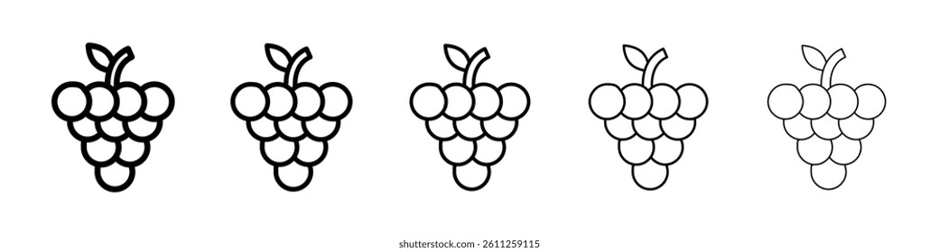 Grapes icons vector set in different stroke line style