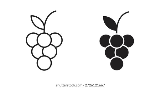 Símbolo de Vector de iconos de uvas con trazo editable y versiones planas