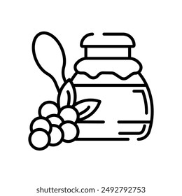 Grapes Jam Outline Icon, Vector illustration