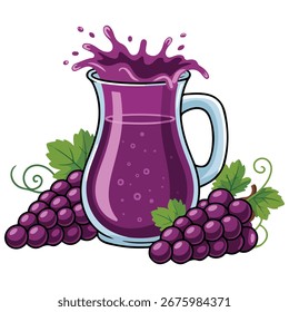 Grapes jar with fruit isolated vector illustration on white background