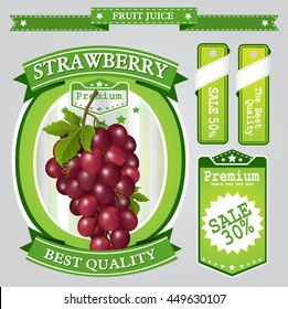Grapes juice Label vector visual, ideal for fruit juice. Can drawn with mesh tool. Fully adjustable & scalable. Vector illustration