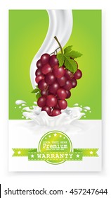 Grapes juice Label vector visual, ideal for fruit juice. Can drawn with mesh tool. Fully adjustable & scalable. Vector illustration