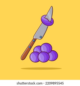 Ilustración vectorial de uvas y cuchillos