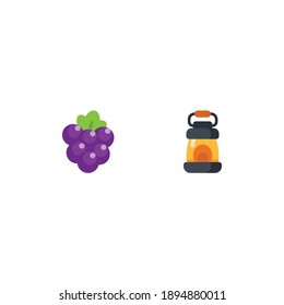 Grapes and Lantern Part of Thanksgiving Flat Icon Set