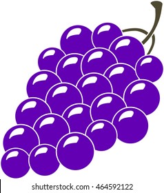 Grapes, Large Bunch, Purple, Vector Icon