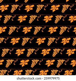 Grapes lattice seamless pattern in floral style, reminiscent of Egyptian and Greek vase painting designs