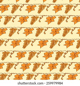 Grapes lattice seamless pattern in floral style, reminiscent of Egyptian and Greek vase painting designs