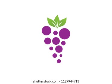 grapes with leaf icon for food apps and websites