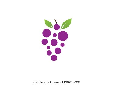 grapes with leaf icon for food apps and websites