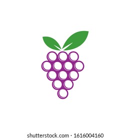 grapes with leaf icon for food apps and websites

