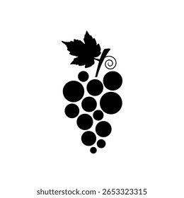 Grapes with leaf icon isolated on white background