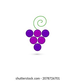 Grapes with leaf. Modern design for wine logo. Isolated on white background. Vector illustration, eps 10.
