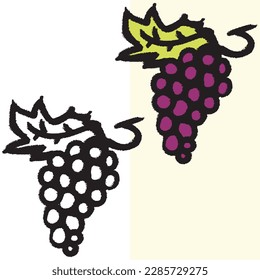 uvas con vector de ilustración de hojas
