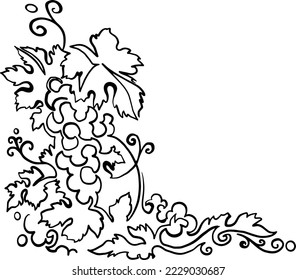 uvas con hojas de una línea de ilustración vectorial arte