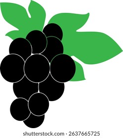 grapes with leaves vector illustration silhouette 