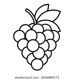 Icono de Vector de arte de línea de uvas sobre fondo blanco