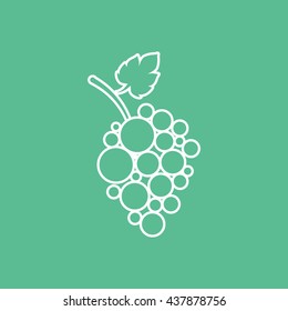 Grapes Line Icon On Green Background