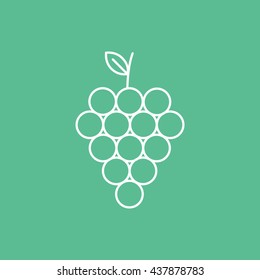 Grapes Line Icon On Green Background