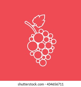 Grapes Line Icon On Red Background