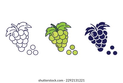 Grapes line and solid illustration icon