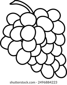 Grapes, linear drawing. Icon. Ripe grapes linear icon. Sketch for coloring bunches of grapes, berries