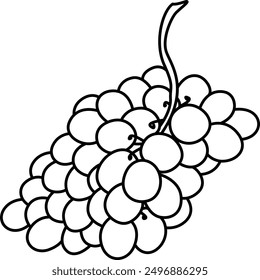 Grapes, linear drawing. Icon. Ripe grapes linear icon. Sketch for coloring bunches of grapes, berries