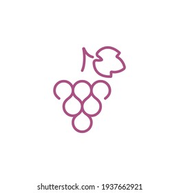 Grapes linear leaf empty icon logo simple graphic vector illustration.