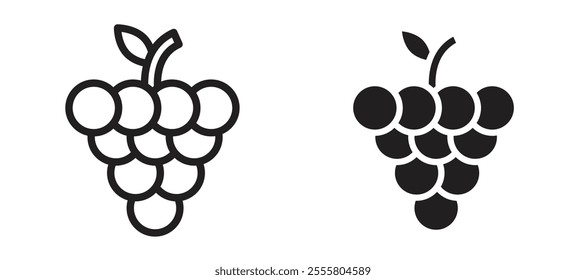 Grapes liner icon vector set.