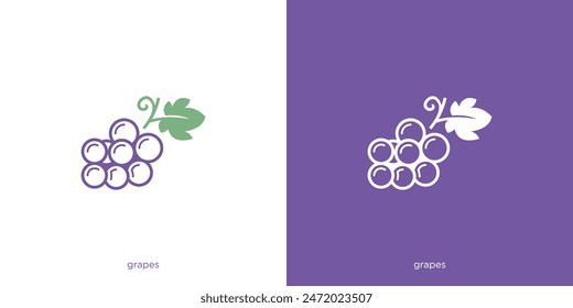 Grapes Logo Design Template. Grape Fruit Fresh Logo, Icon, Symbol, Vector, Design Illustration.