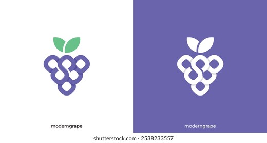 Grapes Logo. Grape Fruits with Minimalist Modern Style. Grape Link Logo, Icon, Symbol, Vector, Design Inspiration.