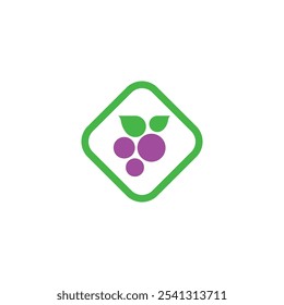 Ícone do logotipo do Grapes isolado. Marcas de vinhos biológicos . Logotipo de Uvas Naturais