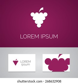 grapes logo template icon design elements with business card  