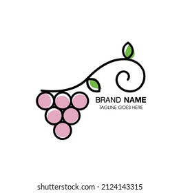 grapes logo template. Grapes icon. Purple grapes. Vector